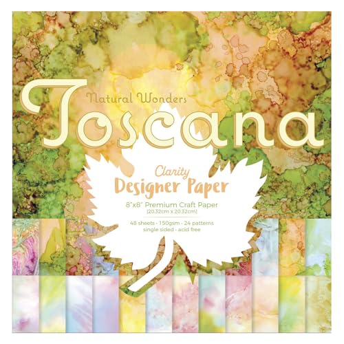 Toscana Clarity Designerpapier, 20,3 x 20,3 cm, dekorativer Bastelpapierblock, Designer-Spezialpapier für Scrapbooking, Kartenherstellung, Druckherstellung, Stempeln, 150 g/m² von Claritystamp