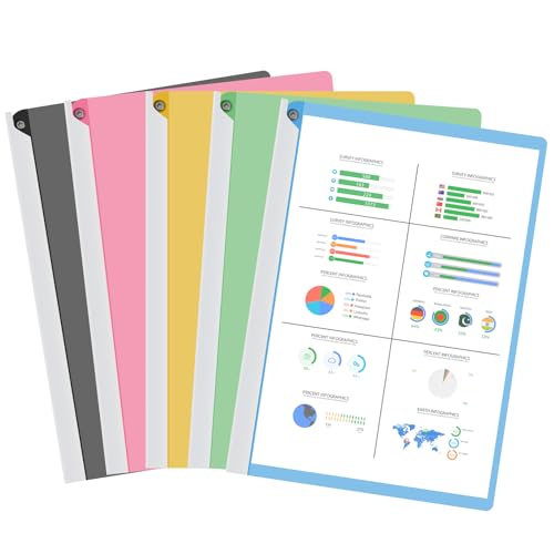 Classycoo A4 Aktenordner mit Drehbarer Wellenstange und transparenter Cover - 5 stück verdickte farbdatenordner berichtsordner, dokumentenmappe sammelmappe, bürobedarf Geschenk von Classycoo