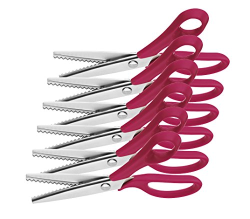 Clauss 00107-I Schere Zick-Zack, Kunststoffgriff, 21.7 cm, 6 Stück, magenta von Clauss