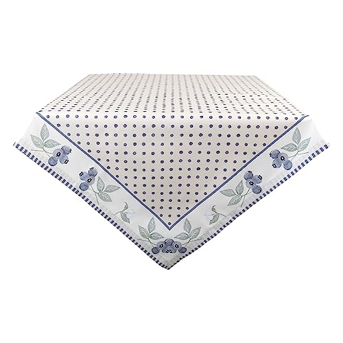 Clayre & Eef Tischdecke 150x150 cm Beige Blau Baumwolle Quadrat Blaubeeren Tischtuch von Clayre & Eef