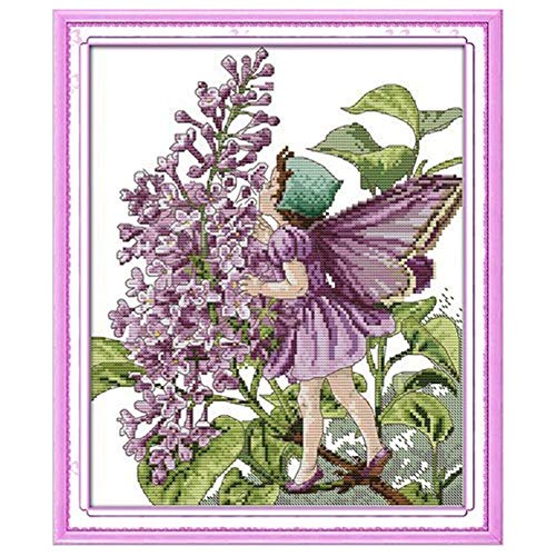 Cleana Arts Kreuzstich-Kits, Lila Fee, 14CT Gezählt (31cm×36cm) von Cleana Arts