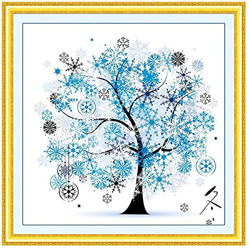 Cleana Arts Kreuzstich-Set, Winterbaum, 11 Karat, 3 Fäden, Stickerei-Set, 45 cm × 45 cm von Cleana Arts