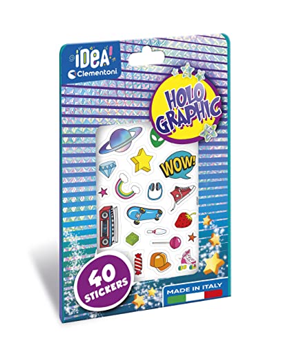 Clementoni 18700 Italien Idea-Olographic Stickers-Aufkleber, holografisch, Haftnotizen mit Stickern, kreatives Spielzeug für Kinder 6 Jahre, Made in Italy, Mehrfarbig, Medio von Clementoni