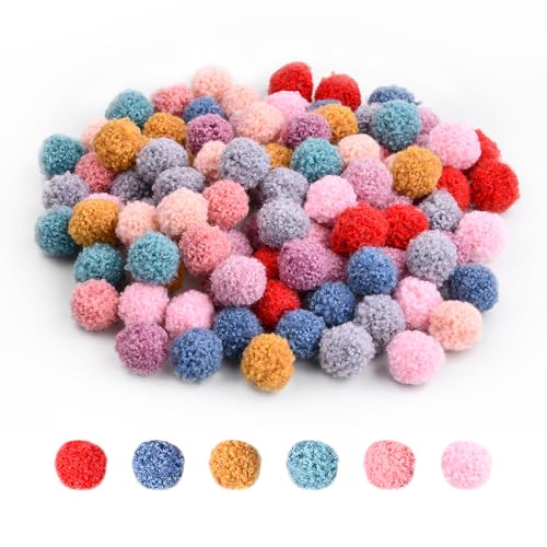 100 Stück Bunte Pompons zum Basteln, 2cm Bunte Filzkugeln Pompons, Bunt Mini Pompons,Flauschigen Plüschbälle für Nähen Deko DIY Handwerk von Cleminsta