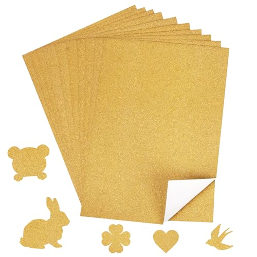 10x Glitzerpapier zum Basteln,A4 Bunt Bastelpapier Glitzer Karton,Briefpapier Perlgolden Schimmernd,A4 210x 297 mm 170g,für DIY Grußkarten Scrapbooking Glitter Craft Paper,für Hochzeit Weihnachten von Cleminsta