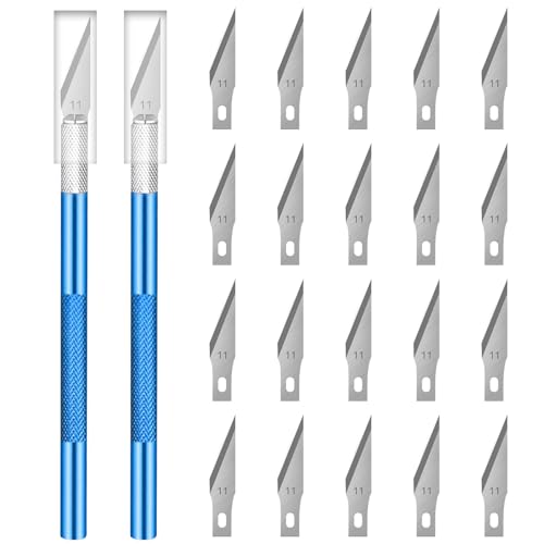 2 Skalpell Set,20 Ersatzklingen,Bastelmesser Stift,Cuttermesser Basteln,Bastel Skalpell, Exacto Knife Für Diy Kunst Arbeit Schneiden von Cleminsta