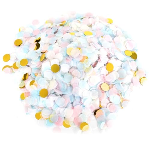 50g Buntes Rundes Konfetti - (1cm Durchmesser, ca. 5000 Stück), Hochzeitsdeko, Tischdeko, Confetti für Geburtstag, Hochzeit, Jubiläum, Gender Reveal, Pastell Streudeko für Party Deko (Blaue) von Cleminsta