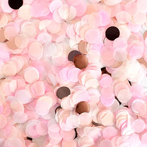 50g Buntes Rundes Konfetti - (1cm Durchmesser, ca. 5000 Stück), Hochzeitsdeko, Tischdeko, Confetti für Geburtstag, Hochzeit, Jubiläum, Gender Reveal, Pastell Streudeko für Party Deko (Roségold) von Cleminsta