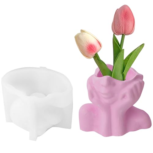 Blumentopf Silikonform 3D Mädchen Blumentopf Beton Gießform Vase Silikonform Blumenvasen Formen Beton Silikonformen Sukkulente Blumentopf Formen Epoxidharz Silikonform von Cleminsta