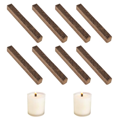 Cleminsta 8 Stück Kerzendocht Dauerdocht für Wachsfresser, Dauerdocht aus Holz, Kerzendocht für Kerzenfresser, Dauerdocht für Kerzenreste, Kerzenrestefresser Ersatzdocht, Kerzen selber Machen 1*1*9CM von Cleminsta