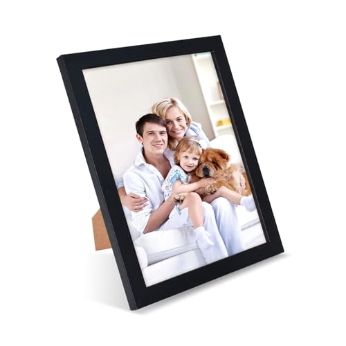 Cleminsta 8 Zoll Bilderrahmen 22x17 cm Fotorahmen Holzbilderrahmen Klein Bilderrahmen für Wandbehänge & Tischdekoration, Holz Moderner eckiger MDF Holzbilderrahmen für Zuhause Büro Schule (Schwarz) von Cleminsta