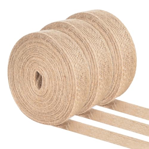 Cleminsta Juteband Sackleinen Band, Jute Rolle, Burlap Geschenkband, Natur Jute Sackleinen Band, Juteband Weihnachten Verdrahtet, Burlap Vintage Geschenkband, Breites Juteband, 3 Rollen à 10m x 2cm von Cleminsta