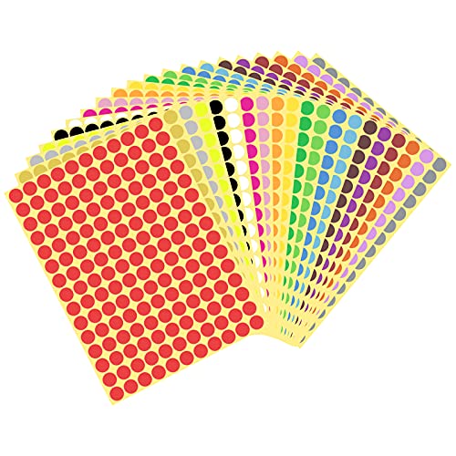 Cleminsta Klebepunkte, 20 Blatt Klebepunkte Bunte Runde Punktaufkleber, Selbstklebende Farbige Etiketten Markierungspunkte, Kleine Punkt Aufkleber für Schulen Kalender Büro Scrapbooking von Cleminsta