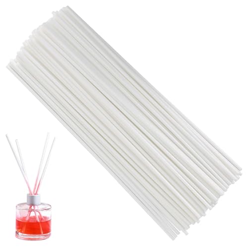 Duftstäbchen 100 Stück Natural Rattan Reed Sticks Holzstäbchen Rattanstäbchen Bambusstäbchen Rattan Reed Diffuser Sticks Diffusor für Raumduft Zuhause Büro Hotel Spa, 22 x 3mm (Weiß) von Cleminsta