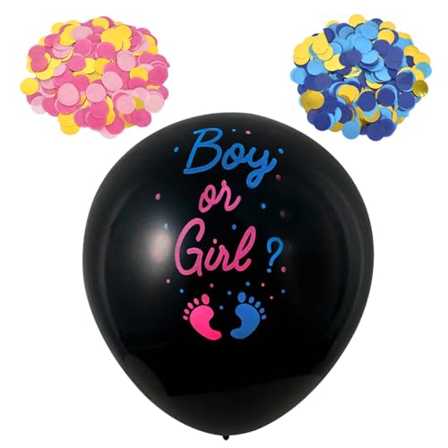 Gender Reveal Ballon 36 Zoll,Geschlecht Verkünden Ballons Boy or Girl Konfetti Füllung Rosa Blau Offenbaren Ballon Dekoration Babyshower Party von Cleminsta