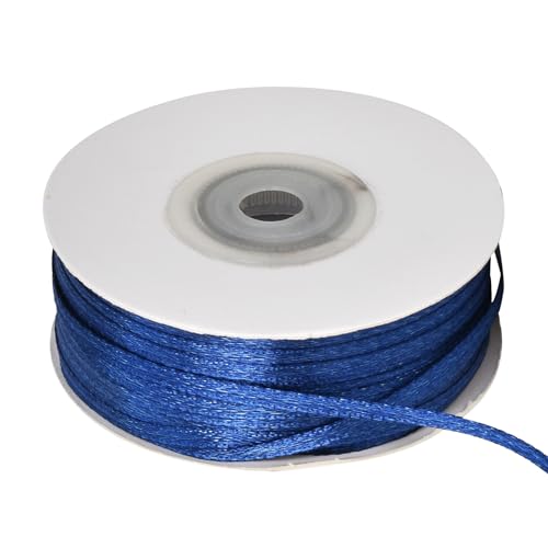 Satinband 3mm Blau, Geschenkband Dünn Stoff, Doppelseitiges Satinband Dunkelblau 91 Meter, Polyesterband Stoffband für DIY, Basteln, Hochzeit, Geburtstag, Weihnachten, Party Dekoration von Cleminsta