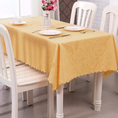 Tischdecke Rechteckig Abwaschbar, Tischdecke Hellgelb 120 x 160 cm, Tischdecke Jacquard Polyester für Küche Esstisch Hotel Restaurant Gartentisch Hochzeit Bankett von Cleminsta