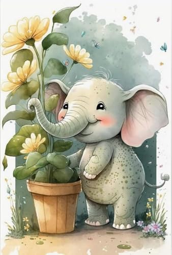 Clendo 5D Diamond Painting Erwachsene Elefant,Diamant Painting Bilder Blumen,DIY Set Erwachsene Full Diamonds, Diamont Painting Tiere, Crystal Art Home Wand Dekor-Freunde Geschenk 30x40cm von Clendo