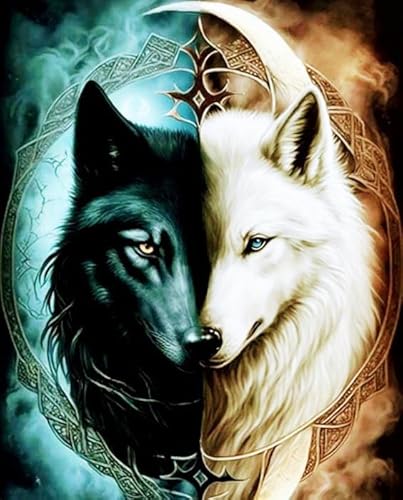 Clendo Tiere Diamond Painting Set für Erwachsene,DIY 5D Diamond Painting Wolf,Diamant Painting Anfänger für Home Wall Decor 30x40cm von Clendo