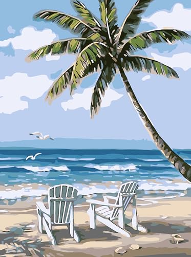 Malen Nach Zahlen Erwachsene Landschaft,Bastelset Erwachsene Gemälde Strand,Kreativ Set für Erwachsene,DIY Handgemalt Ölgemälde Kit für Anfänger und Erwachsene für Geschenke 30X40cm von Clendo
