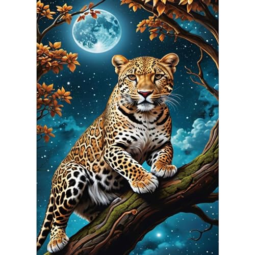 Malen Nach Zahlen Erwachsene Leopard,Bastelset Erwachsene Gemälde Tiere,Kreativ Set für Erwachsene,DIY Handgemalt Ölgemälde Kit für Anfänger und Erwachsene für Geschenke 30X40cm von Clendo