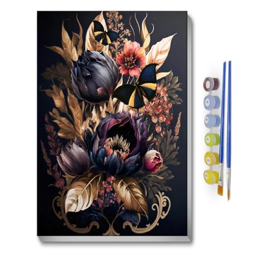 Malen Nach Zahlen Erwachsene Mit Rahmen,Bastelset Erwachsene Gemälde Blumen,Kreativ Set für Erwachsene,DIY Handgemalt Ölgemälde Kit für Anfänger und Erwachsene für Geschenke 20X30cm von Clendo