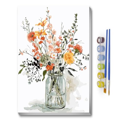 Malen Nach Zahlen Erwachsene Mit Rahmen,Bastelset Erwachsene Gemälde Blumen,Kreativ Set für Erwachsene,DIY Handgemalt Ölgemälde Kit für Anfänger und Erwachsene für Geschenke 20X30cm von Clendo