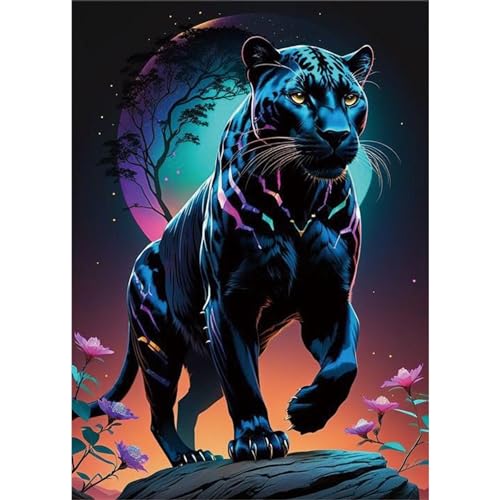 Malen Nach Zahlen Erwachsene Schwarzer Panther,Bastelset Erwachsene Gemälde,Kreativ Set für Erwachsene,DIY Handgemalt Ölgemälde Kit für Anfänger und Erwachsene für Geschenke 30X40cm von Clendo