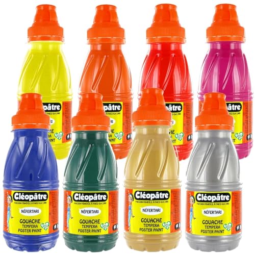 Cléopatre - 8 Flaschen Acrylfarbe Princess Merit - Glänzende Farbe auf Wasserbasis - Deckend, mehrfach verwendbar - Leicht zu handhaben - Farbauswahl, 8x250ml von Cléopâtre