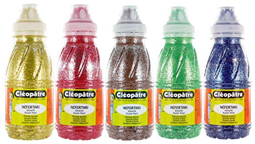 Cléopâtre PP250x5B Schulmalfarbe Nefertari Glitzerfarbe Set, Lernmaterialien, 250 ml, mehrfarbig von Cléopâtre