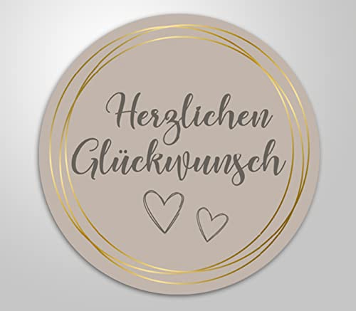 48x hochwertige Etiketten "Herzlichen Glückwunsch" hohe Klebekraft 4cm Aufkleber rund von Clever-Kauf-24