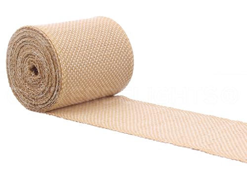 CleverDelights Juteband, 10 cm, 9,1 m, fertige Kanten, Jute-Baumwoll-Mischgewebe, Jute-Stoff von CleverDelights