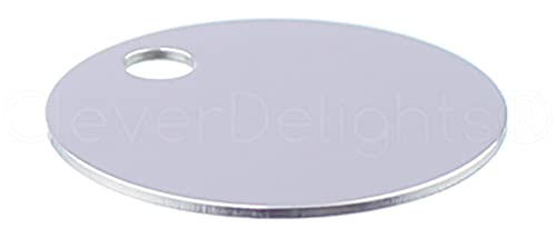 CleverDelights Runde Aluminium-Rohlinge, 1,9 cm, 500 Stück, glänzende eloxierte Oberfläche, Stärke 22 Gauge, 3 mm Loch, Stempeln, Ventilanhänger, Basteln, 1,9 cm Durchmesser von CleverDelights