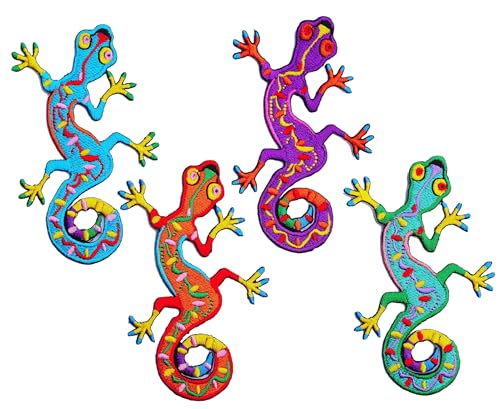 4er Set Gecko bestickte Aufnäher zum Aufbügeln Eidechse Chamäleon Patches von ClickEmb