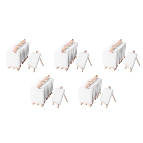 Cliney 4 X 4 Mini Lein Wand und 8 X 16 cm Mini Staffelei Set Malerei und Malerei Schule Student Kunst Bedarf, 60 Packungen von Cliney