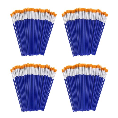 Cliney 400 Stücke Flache Pinsel, Kleine Pinsel Bulk für Detail Malerei,Nylon Haar Bürsten Acryl Öl Aquarell Malerei für Kinder,Studenten,Jugendliche,Erwachsene,Künstler von Cliney