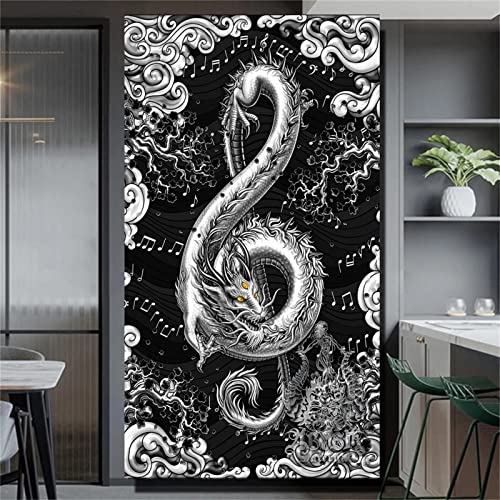 Clldy Diamond Painting Kits für Erwachsene/Kind,Musik Drache 5D diamant painting bilder Große Voll Strass Stickerei Mosaik Kunst daiments painting Handwerk für Home deko wohnzimmer Gift,30x75cm von Clldy