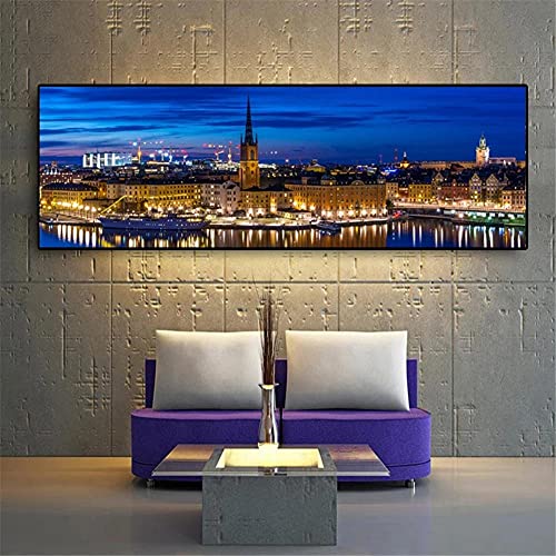 DIY 5D Diamond Painting kits Square Vollbohrer Schweden Stockholm Nacht Diamant Painting Bilder set Strass Stickerei Kreuzstich Mosaik Gemälde Kunsthandwerk Canvas Wall Arts Decor(50x100cm,20x40in) von Clldy