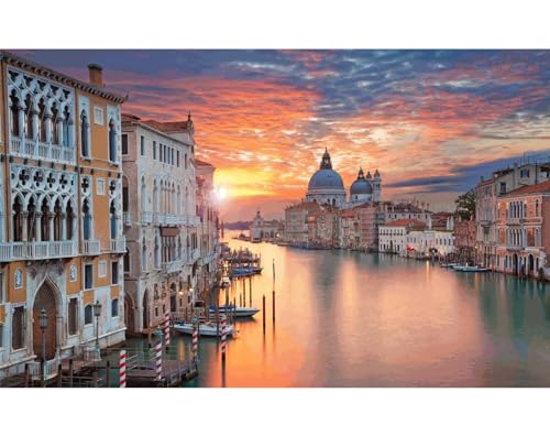 Diamond Painting Wasserstadt Venedig, DIY 5D voller Square Diamant Painting Bilder Mosaikherstellung Cross Stickerei Malerei Kits Erwachsene Kinder für Geschenk Zuhause Wanddekoration 30x40cm A58 von Clldy