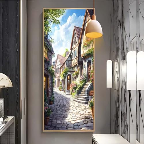 Diamond Painting erwachsene groß xxl 100x200 cm，5D Diamant Painting Bilder Santorini Landschaft DIY Diamond Painting zubehör set，Full Round Diamant Kunst Malerei Stickerei Set Home Wand Dekor F31 von Clldy