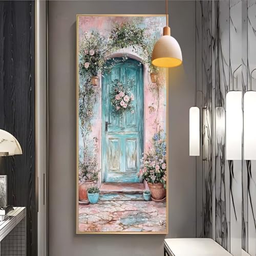 Diamond Painting erwachsene groß xxl 100x260 cm，5D Diamant Painting Bilder Holztür Blumen DIY Diamond Painting zubehör set，Full Round Diamant Kunst Malerei Stickerei Set Home Wand Dekor Geschenk F6 von Clldy