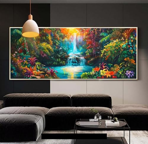 Diamond Painting erwachsene groß xxl 100x260 cm，5D Diamant Painting Bilder Wald Wasserfall DIY Diamond Painting zubehör set，Full Round Diamant Kunst Malerei Stickerei Set Home Wand Dekor Geschenk E69 von Clldy