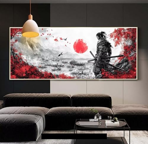 Diamond Painting erwachsene groß xxl 50x120 cm，5D Diamant Painting Bilder Japanischer Stil Samurai DIY Diamond Painting zubehör set，Full Round Diamant Kunst Malerei Stickerei Set Home Wand Dekor A67 von Clldy