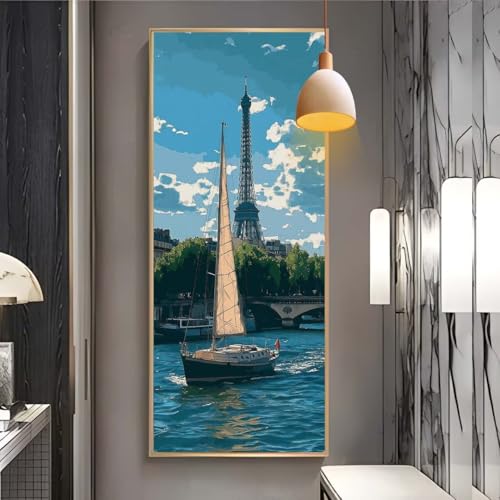 Diamond Painting erwachsene groß xxl 90x250 cm，5D Diamant Painting Bilder Segelboot Meer DIY Diamond Painting zubehör set，Full Round Diamant Kunst Malerei Stickerei Set Home Wand Dekor Geschenk F34 von Clldy