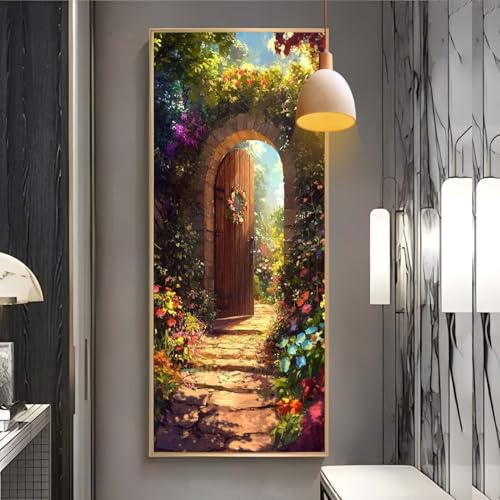 Diamond Painting groß Blumen Tür，DIY 5D voller Round Diamant Painting Bilder Mosaikherstellung Cross Stickerei Malerei zubehör Kits Erwachsene für Geschenk Zuhause Wanddekoration 90x250 cm F17 von Clldy