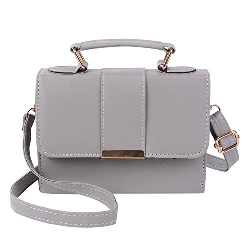 Cllym Summer Fashion-Frauen-Beutel-Leder-Handtaschen PU-Schultertasche Kleine Klappe Umhängetaschen für Frauen Messenger sac Femme,Grau von Cllym