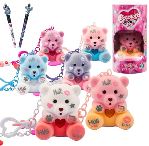 Clondo Geschenkset Weihnachten löschbarer Stift mit Coccolotti Love und Tell, diejenigen, die aufzeichnen, 1 zufälliger Bär zwischen 6 verfügbar, 1 zufälliger Stift, für Stitch Fans von Clondo