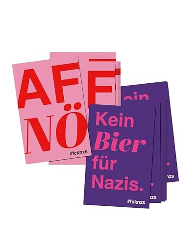 50 Kein Bier für Nazis + AFnö Sticker | Set mit 2 Motiven, je 25 Aufkleber | fcknzs fck afd nzs Abziehbiler | Politisch, Links fckafd | Wetterfest für Outdoor & indoor | 5,5cm x 8,5cm von Close Up