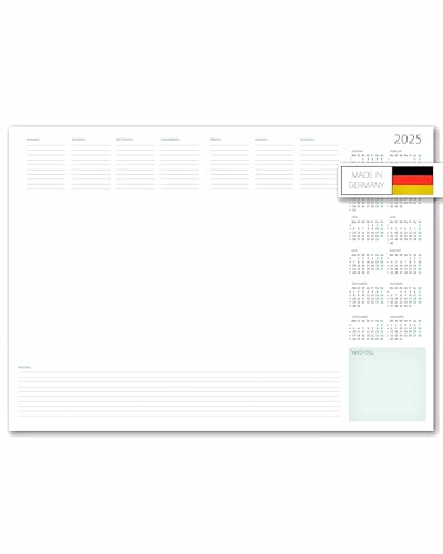 Schreibtischunterlage Wochenplaner & Jahreskalender 2025 im DIN A2-Format für den Schreibtisch | Nachhaltiges Papier, Abreißbar am unteren Ende | XXL Notizblock | Büro, Homeoffice | Made in Germany von Close Up