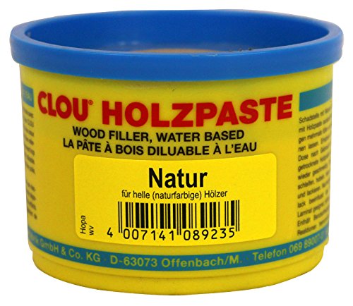 Clou Holzpaste zum Reparieren und Auskitten von Holzschäden natur, 250 g: Holz Spachtelmasse zum Ausbessern von Löchern, Dellen, Rissen in Möbeln, Türen, Parkett und Laminat von Clou